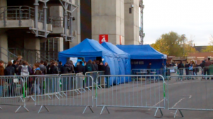 Blue tents for London auditions