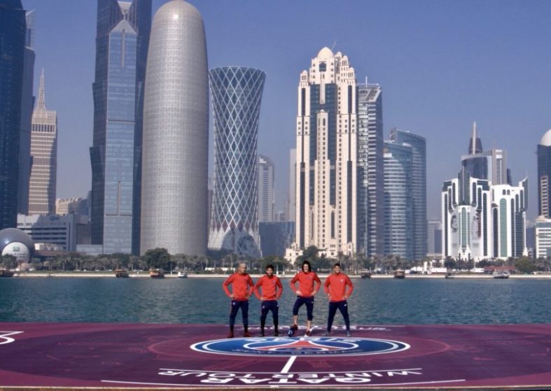 Floating Football Pitch Qatar – superstar players of Paris Saint-Germain Floating Football Pitch Qatar