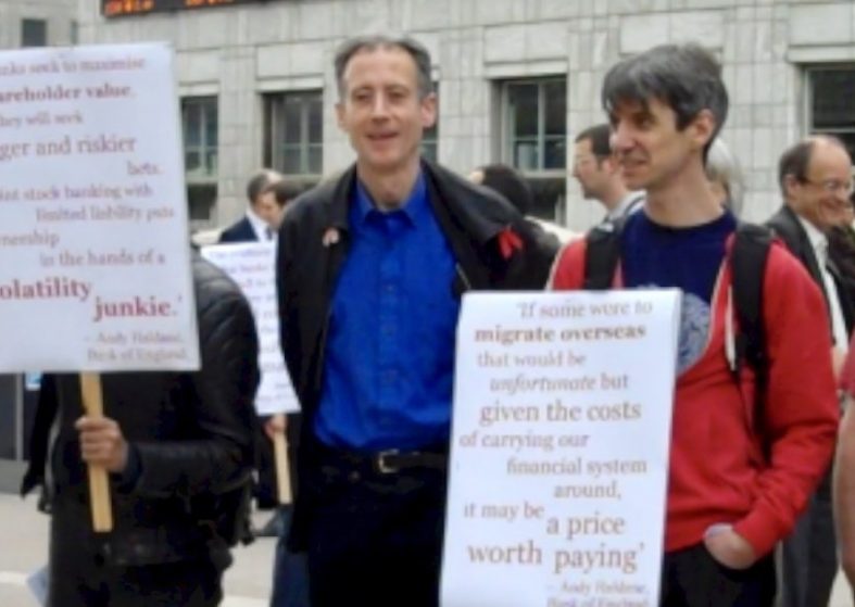 Break Up Banks Protest Canary Wharf – make banks smaller Banks - Peter Tatchell