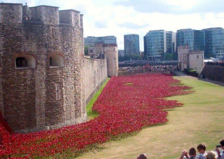 WWI Memorial Poppies Tower of London – tributes WWI Bloodswept Lands
