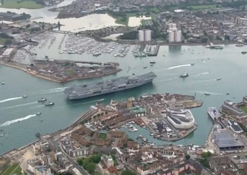 Aerial Video Arrival HMS Queen Elizabeth Aircraft Carrier – it brings Royal Navy into the 21st century Aerial Video Arrival HMS Queen Elizabeth Aircraft Carrier