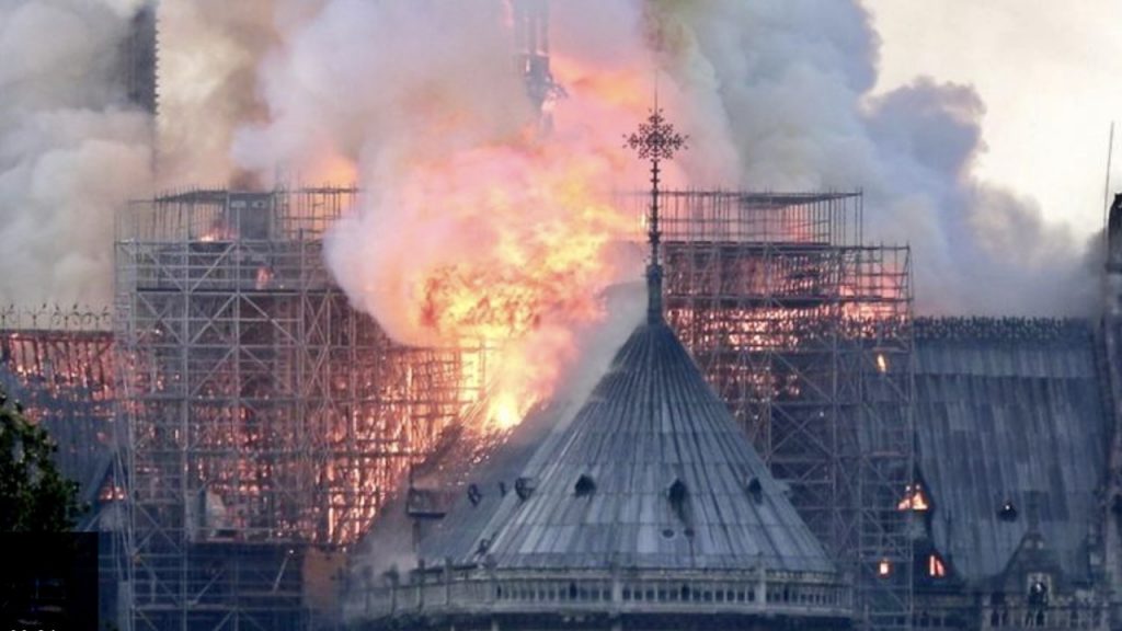 blaze destroying cathedral