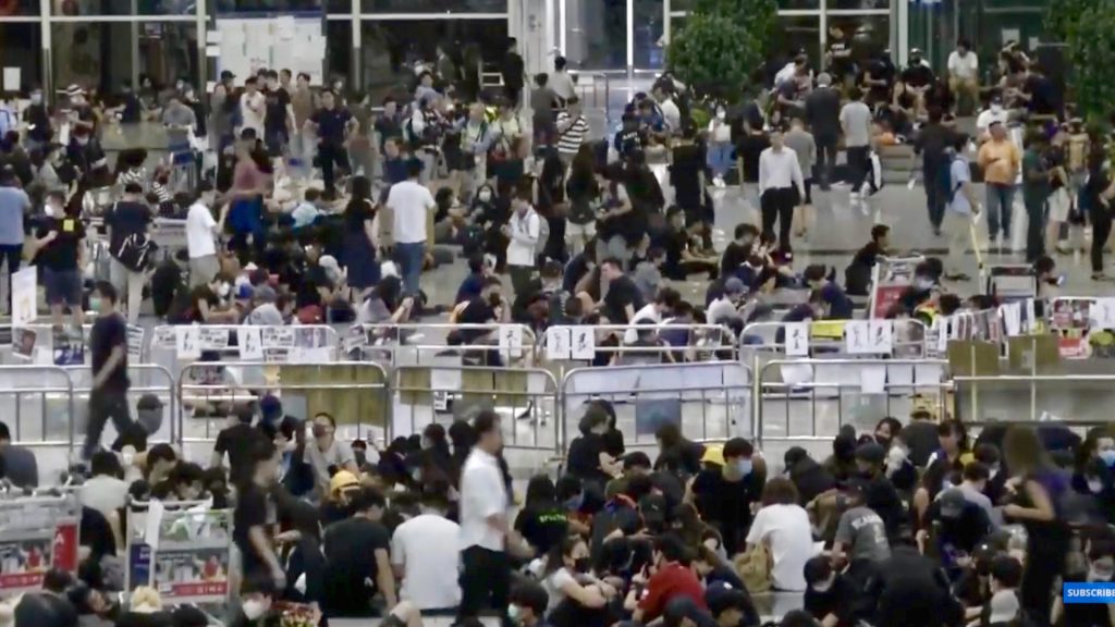 Live - Protesters at Hong Kong Airport