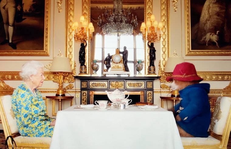 The Queen has tea with Paddington Bear