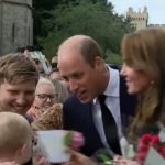 William and Kate with crowd