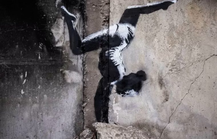 Banksy murals on broken walls of Ukraine