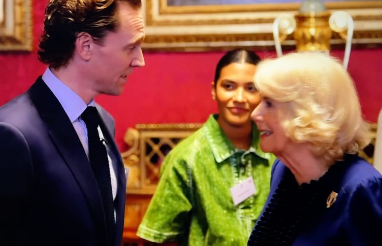 Queen Camilla hosts film stars at Buckingham Palace