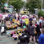 balloons and flowers at Southport vigil