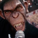 a CGI monkey as Robbie Williams