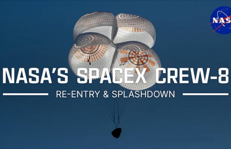 NASA's SpaceX Crew-8 Re-entry and Splashdown