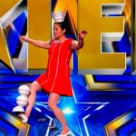 BGT: Unicyclist tosses plates on to her head