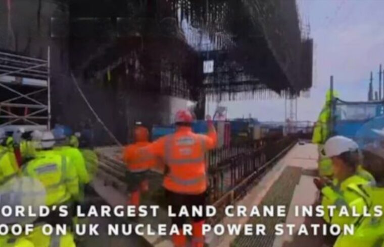 LIVE: Worlds largest land crane installs roof on UK nuclear power station