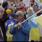 protesters demonstrate for Ukraine