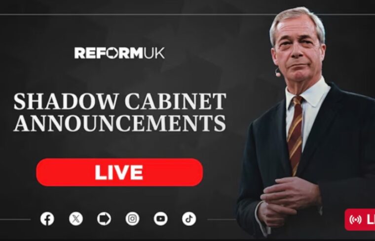 Watch LIVE Nigel Farage announces first shadow cabinet