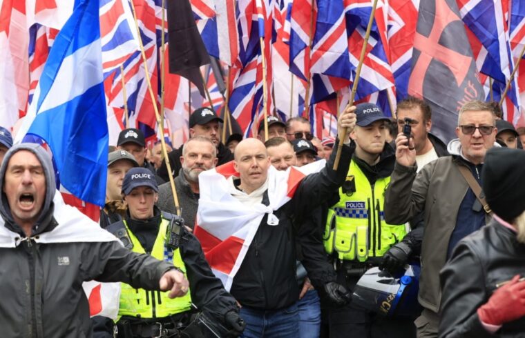 Arrests during Britain First march Manchester