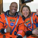 NASA astronaut Victor Glover, Artemis II pilot, left, and NASA astronaut Christina Koch
