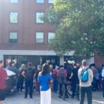 crowd gathered to catch a glimpse