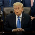 Trump speaking at the White House